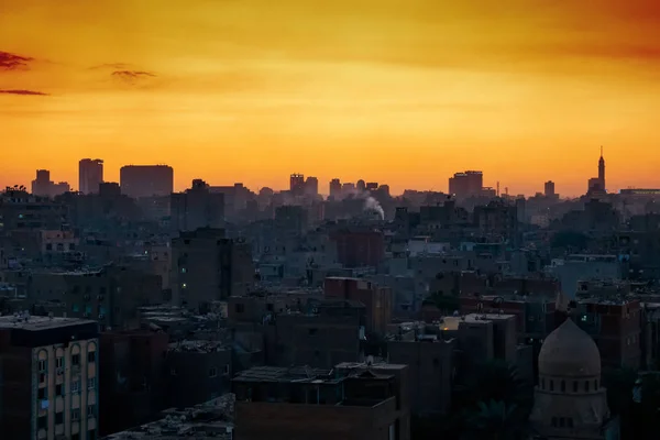 Letecký Pohled Město Káhiry Slunce Pozadí — Stock fotografie