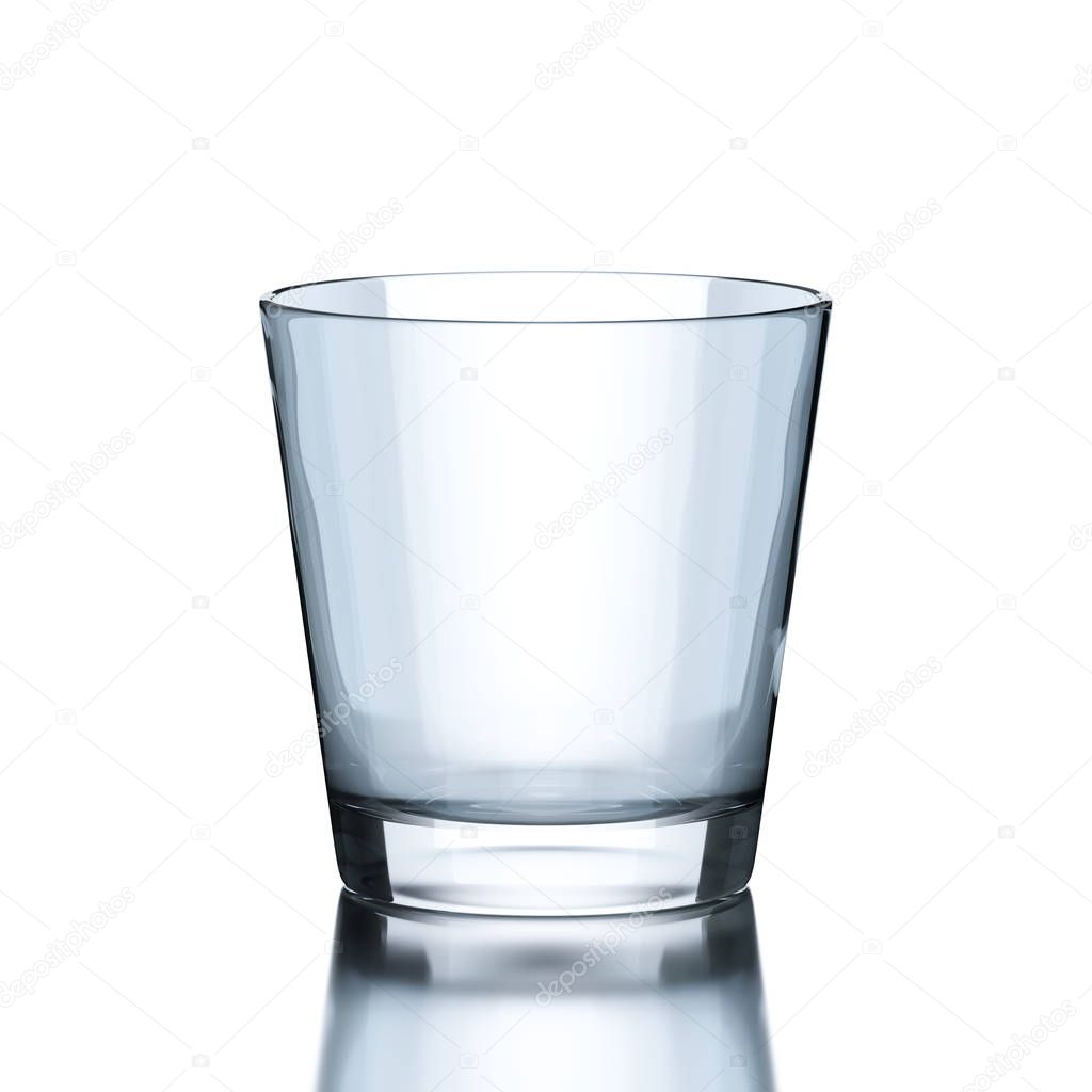 typical empty water glass on white background 3d illustration