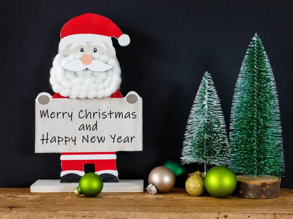Изображение Фигуры Санта Клауса Текстом Рождеством Новым Годом — стоковое фото
