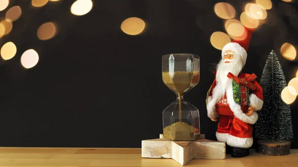 Bild Ett Timglas Med Jultomten Christmas Time — Stockfoto