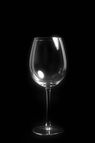 Άδειο Ποτήρι Κρασιού Μαύρο Φόντο — Φωτογραφία Αρχείου