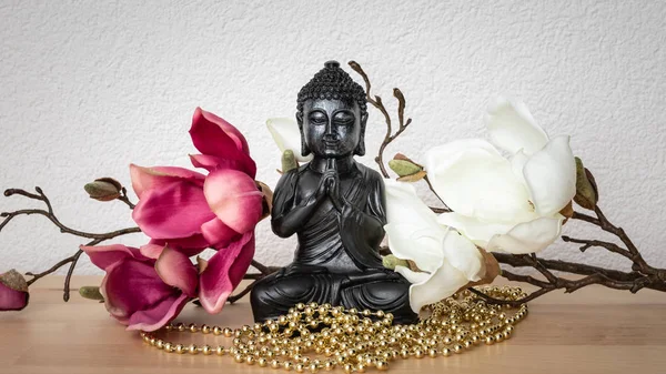 Buddha Statue Sign Peace Wisdom White Background — Stock Photo, Image