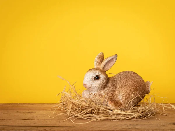 Сладкий Пасхальный Кролик Желтом Фоне — стоковое фото