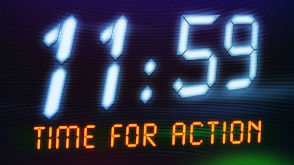 Relógio Digital Com Tempo Texto Para Ação — Fotografia de Stock