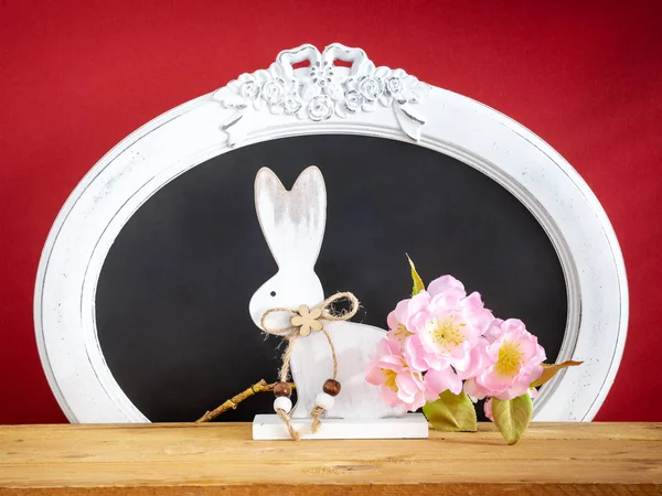 Gros Plan Décoration Pâques Lapin Cadre Vintage — Photo