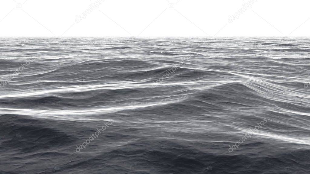 wide ocean waves with horizon on background