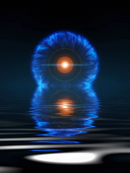 Een Illustratie Van Een Vreemd Blauw Licht Met Water Reflecties — Stockfoto
