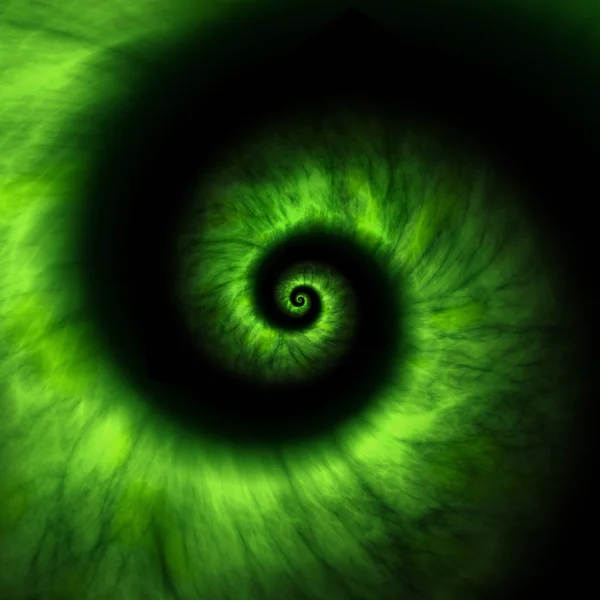 Illustration Green Light Energy Spiral Black Background — Stock Photo, Image