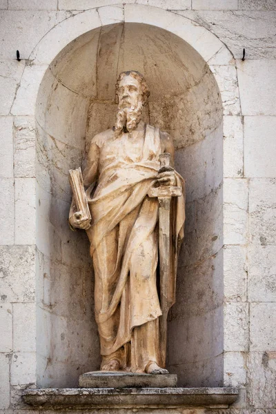 Image Ancient Stone Saint Paul Statue Assisi Marche Italy — Stock Photo, Image