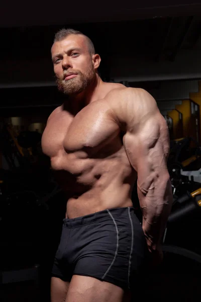 Handsome Bearded Bodybuilding Man Training — Stock Photo, Image
