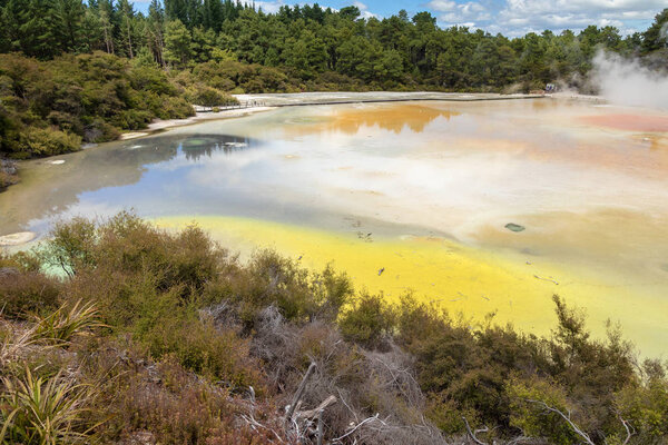 view of geothermal activity at Rotorua in New Zealand