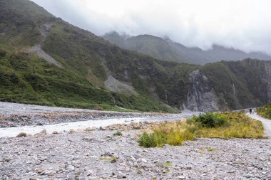 Franz Josef Glacier dağlarının görünümü, Yeni Zelanda