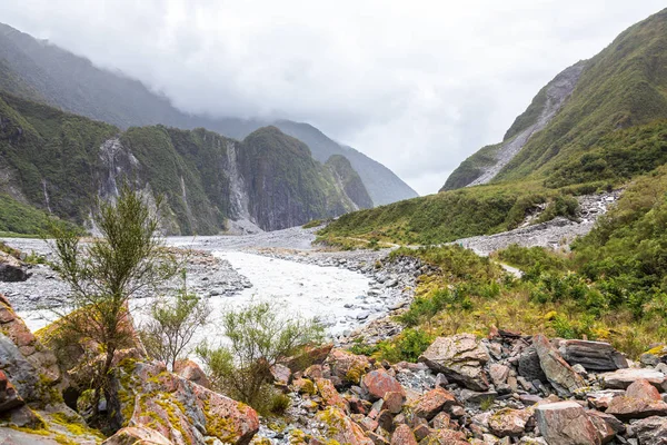 Beskåda Franz Josef Glaciärberg Nyazeeländskt — Stockfoto