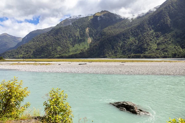 Paisaje Del Lecho Del Río Sur Nueva Zelanda —  Fotos de Stock