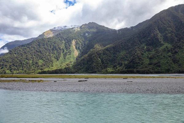 Flod Bädden Landskap Södra Nya Zeeland — Stockfoto