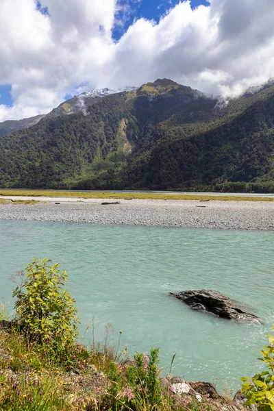 Flod Bädden Landskap Södra Nya Zeeland — Stockfoto