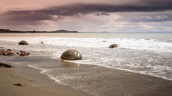 Vista Rocas Playa Moeraki Nueva Zelanda —  Fotos de Stock