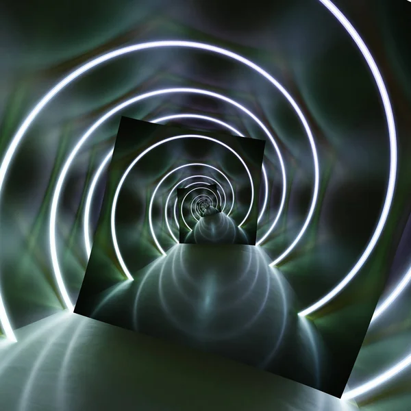 Illustration Tunnel Néon Cercles Lumineux — Photo