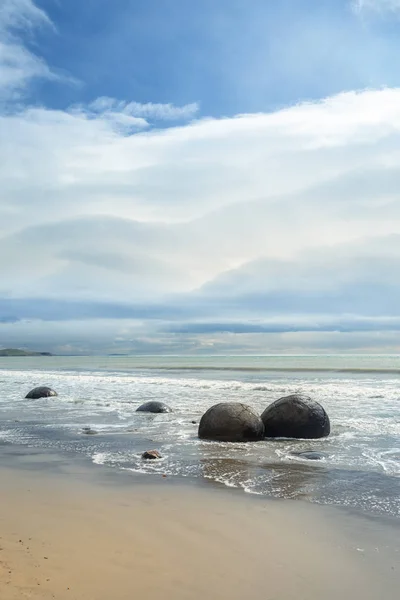 Blick Auf Felsbrocken Strand Von Moeraki Neuseeland — Stockfoto