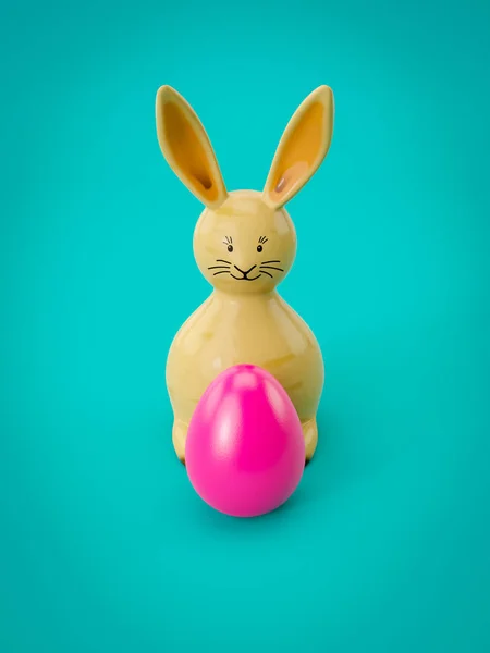 Doux Lapin Décoration Pâques Avec Oeuf — Photo