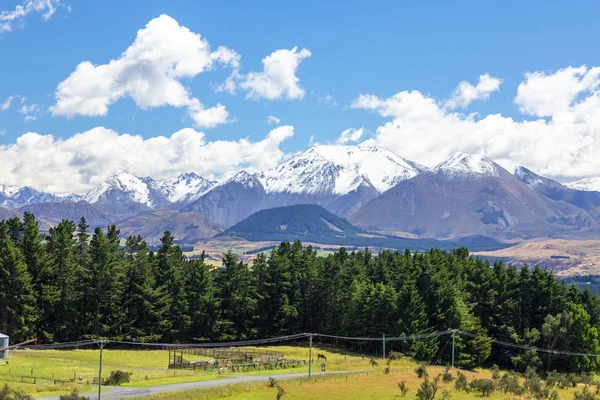 Vista Del Paisaje Los Alpes Montaña Sur Nueva Zelanda Durante — Foto de Stock