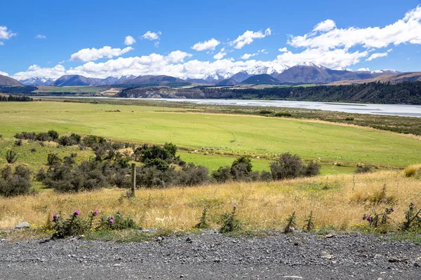 Vista Del Paisaje Los Alpes Montaña Sur Nueva Zelanda Durante — Foto de Stock