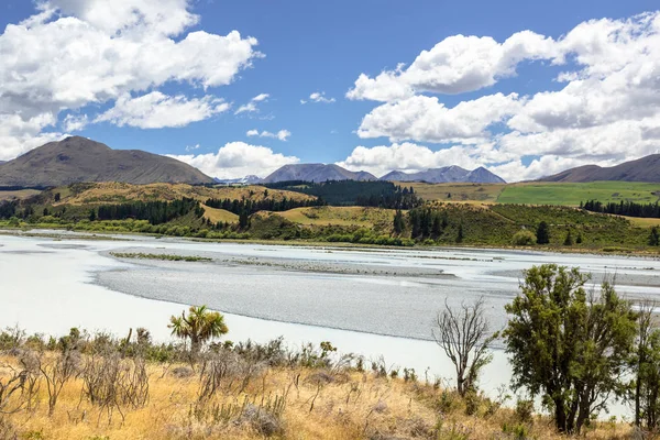 Vista Del Paisaje Del Río Rakaia Sur Nueva Zelanda — Foto de Stock