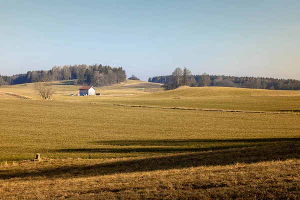 Landschaft Sonnenaufgang Bei Weilheim Bayern Deutschland — Stockfoto