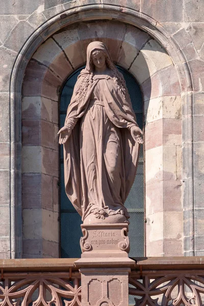 Gros Plan Statue Marie Fribourg Brisgau Allemagne — Photo