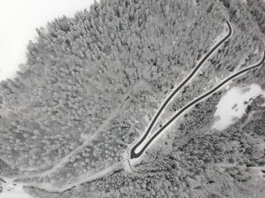 Kara Orman kış manzarası havadan görünümü Almanya