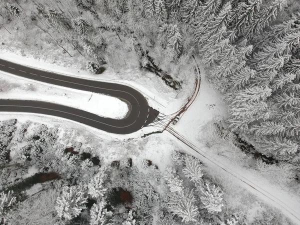 Zwarte Woud winter landschap antenne Bekijk Duitsland — Stockfoto