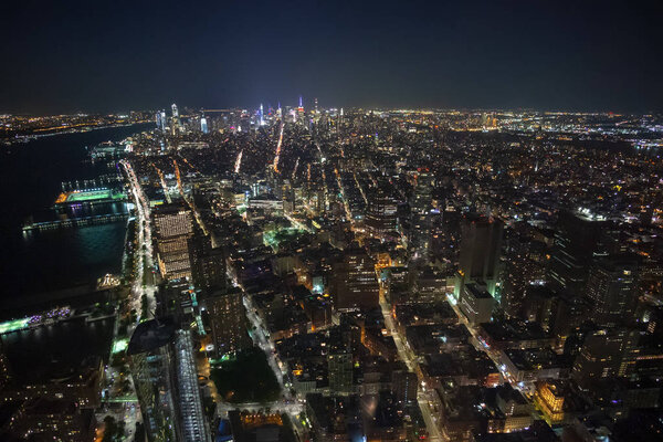 An image of New York City Manhattan by night