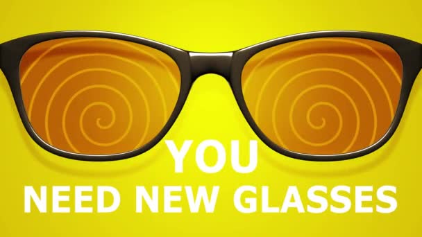 Glasses Animation Yellow Background — Stock Video