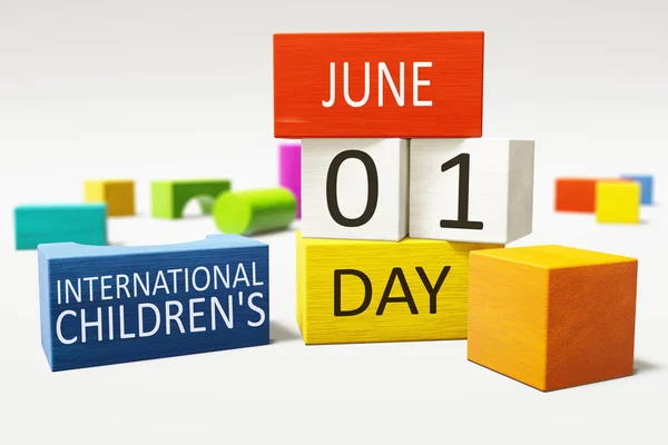 Journée internationale de l'enfant premier de Juin avec des constructions colorées — Photo