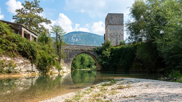 Old stone bridge at Frasassi Marche Italy — Stock Photo, Image