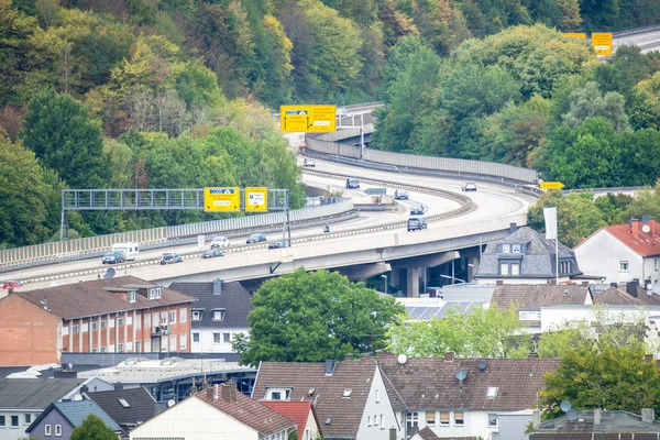 Luftaufnahme der Bundesstraße bei Siegen — Stockfoto