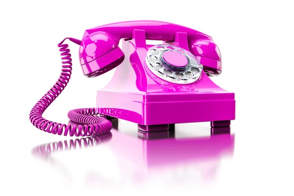 Old pink dial-up phone — Stock Photo, Image