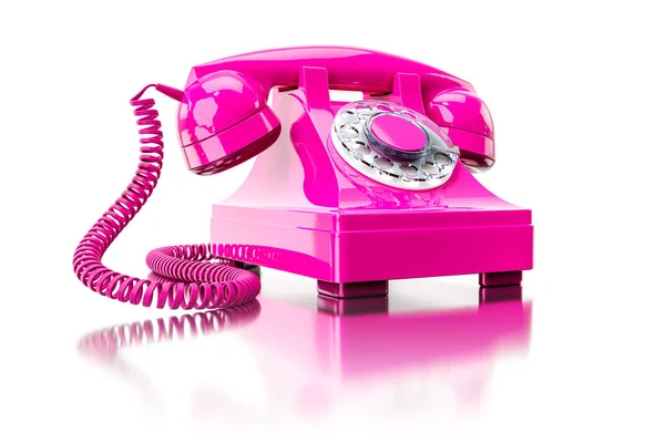 Stary różowy Dial-up telefon — Zdjęcie stockowe