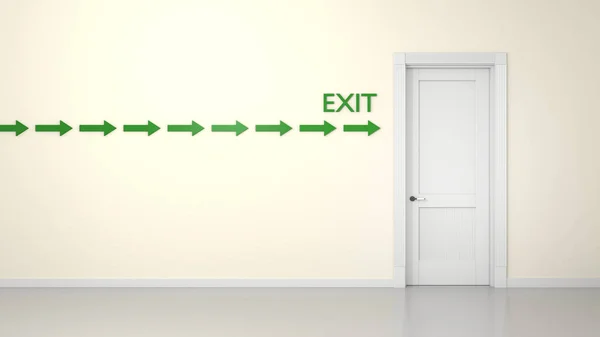 Door with exit sign on the wall — Stock Photo, Image