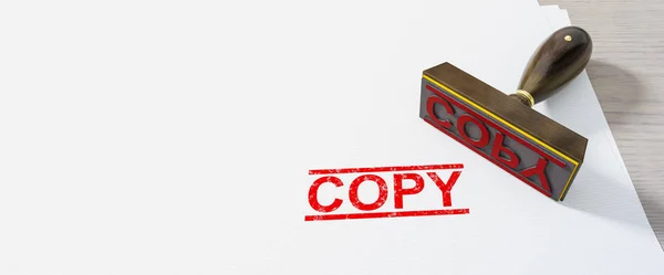 Röd kopia stämpel på vitt papper bakgrund — Stockfoto