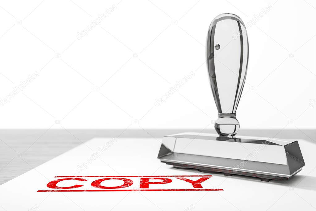 red copy stamp on white paper background
