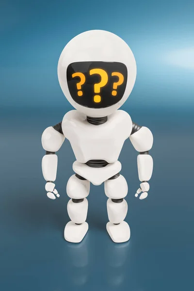 Robot con punti interrogativi — Foto Stock