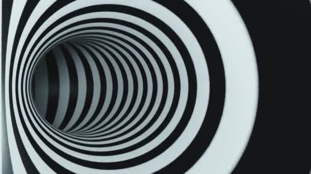 Illusion Optique Tunnel Noir Blanc Illustration Boucle Sans Fin — Video