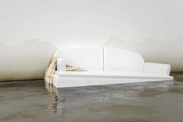 Daño al agua sofá blanco — Foto de Stock