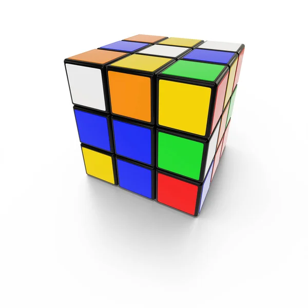 O símbolo de solução de quebra-cabeça de cubo de rubik — Fotografia de Stock