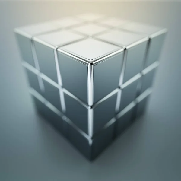 Reflejo de bloque de cubo cromo —  Fotos de Stock