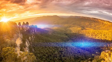 Three Sisters Blue Mountains Australia at sunrise clipart