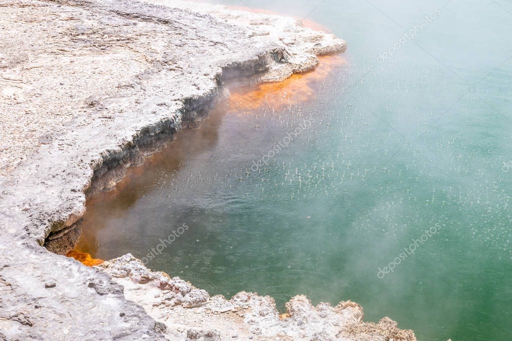 hot sparkling lake in New Zealand