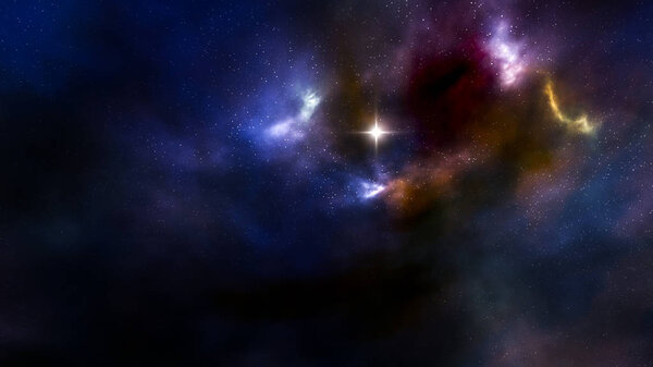 ночное небо со звездами и туманностью 