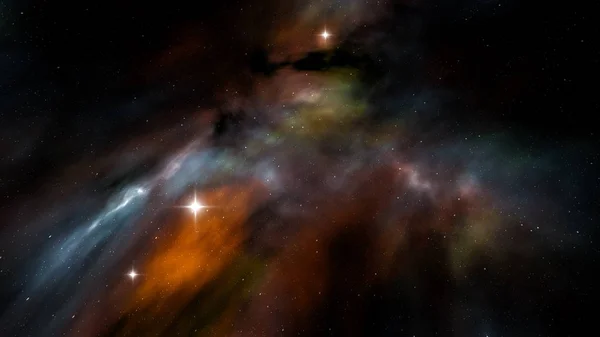Cielo nocturno con estrellas y nebulosa —  Fotos de Stock
